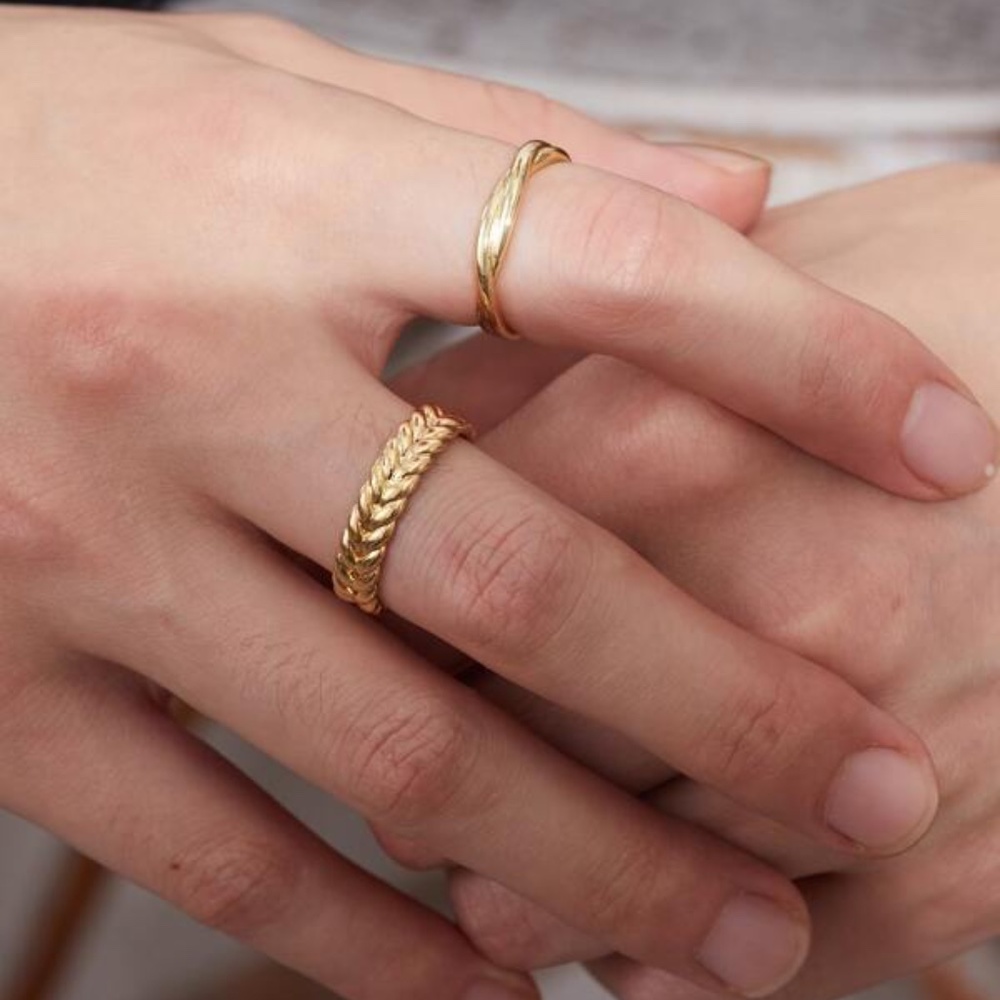 2pcs Braided & Twist Cuff Rings